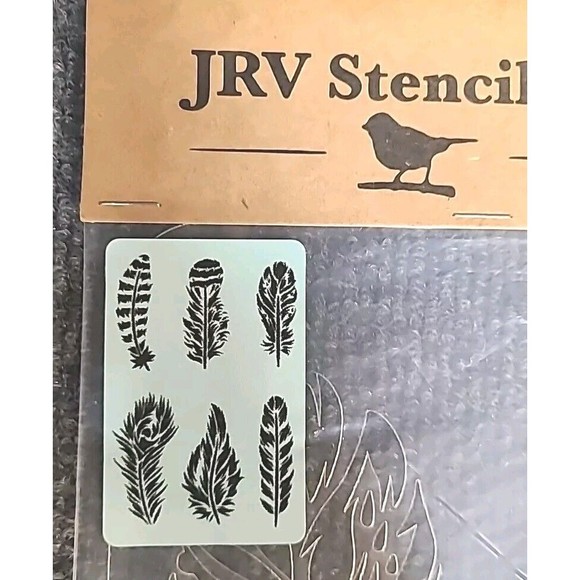 NEW JRV 15mil Reusable "Feathers" Stencil 17.5x11.5 Jami Ray Vintage feather - Picture 1 of 3